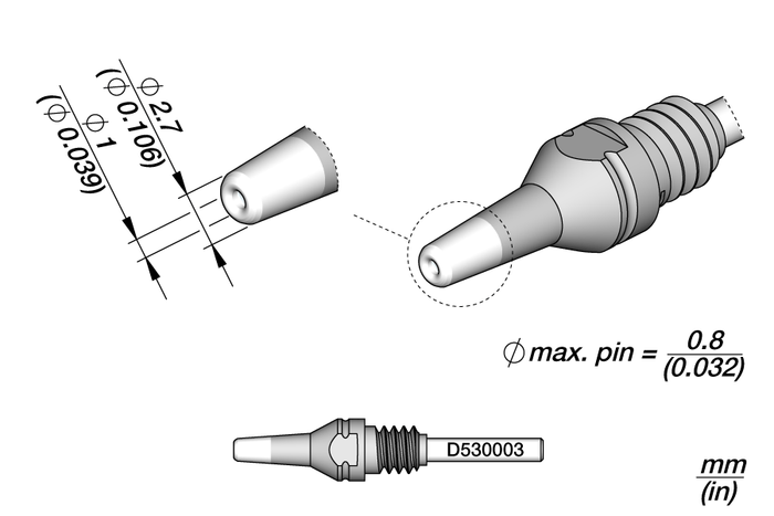 JBC Through-hole Desoldering Tip Ø 1 S1