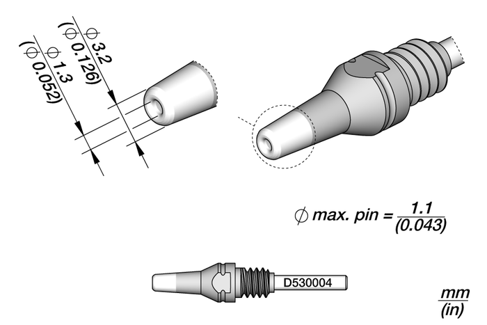 JBC Through-hole Desoldering Tip Ø 1.3 S1