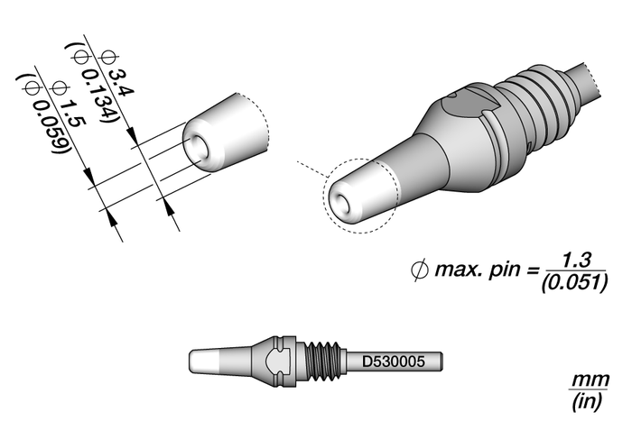 JBC Through-hole Desoldering Tip Ø 1.5 S1