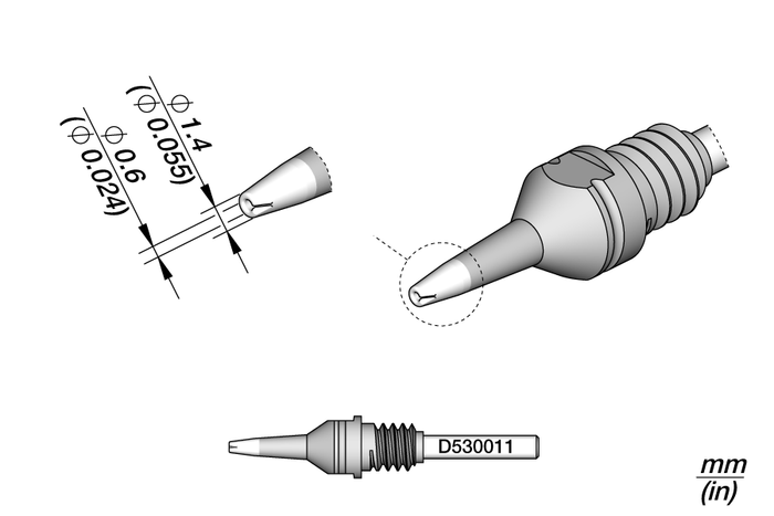 JBC Through-hole Desoldering Tip Ø0.6 HT S2