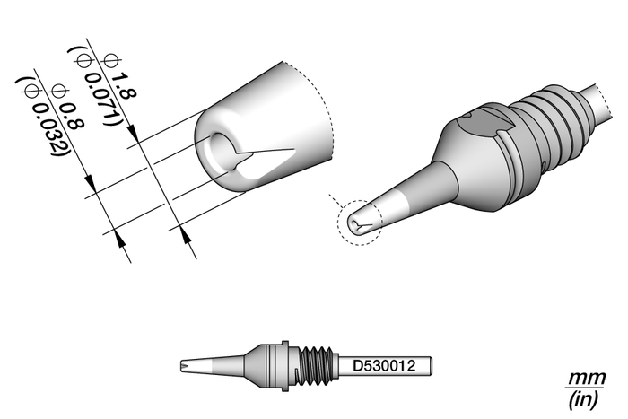 JBC Through-hole Desoldering Tip Ø0.8 Pads S1