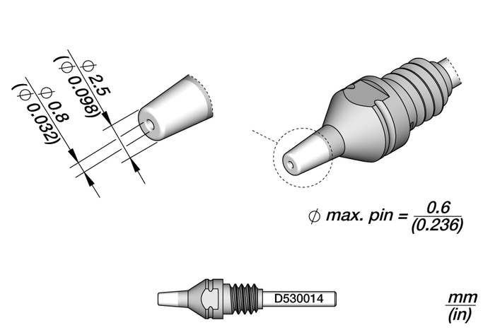 JBC Through-hole Desoldering Tip Ø 0.8 S1
