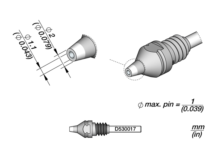 JBC Through-hole Desoldering Tip Ø1.1 S1