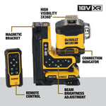 Dewalt 18V XR 3x360° Remote Control Multi Line Laser Kit Green DCLE34035D1-XE