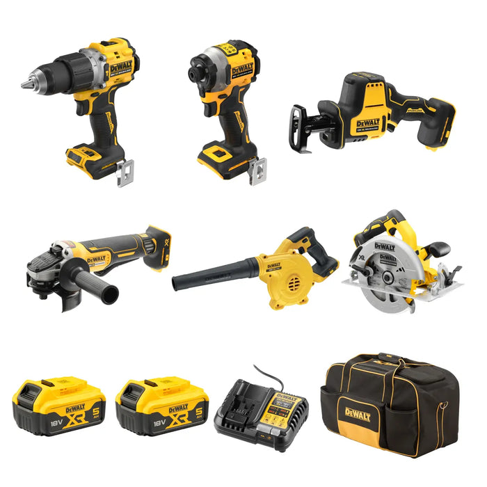 Dewalt 18V XR Brushless 6 Piece Kit 2 x  5.0Ah DCZ601P2-XE