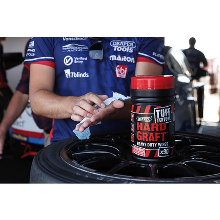 Draper Tools Tuff Texture, Hard Graft Heavy Duty Wipes (Tub of 90)