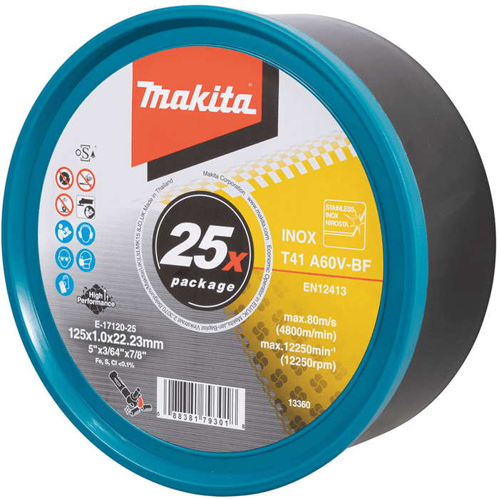 Makita 125x1x22 Long Life S/S Cut Disc 25 Pack