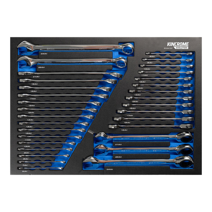 Kincrome Evolution Gear & Combination Spanners EVA Tray 32 Piece EVA415T