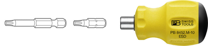PB Swiss 8452 ESD SwissGrip (Electrostatic Discharge) Stubby Bit Holder with Magnet