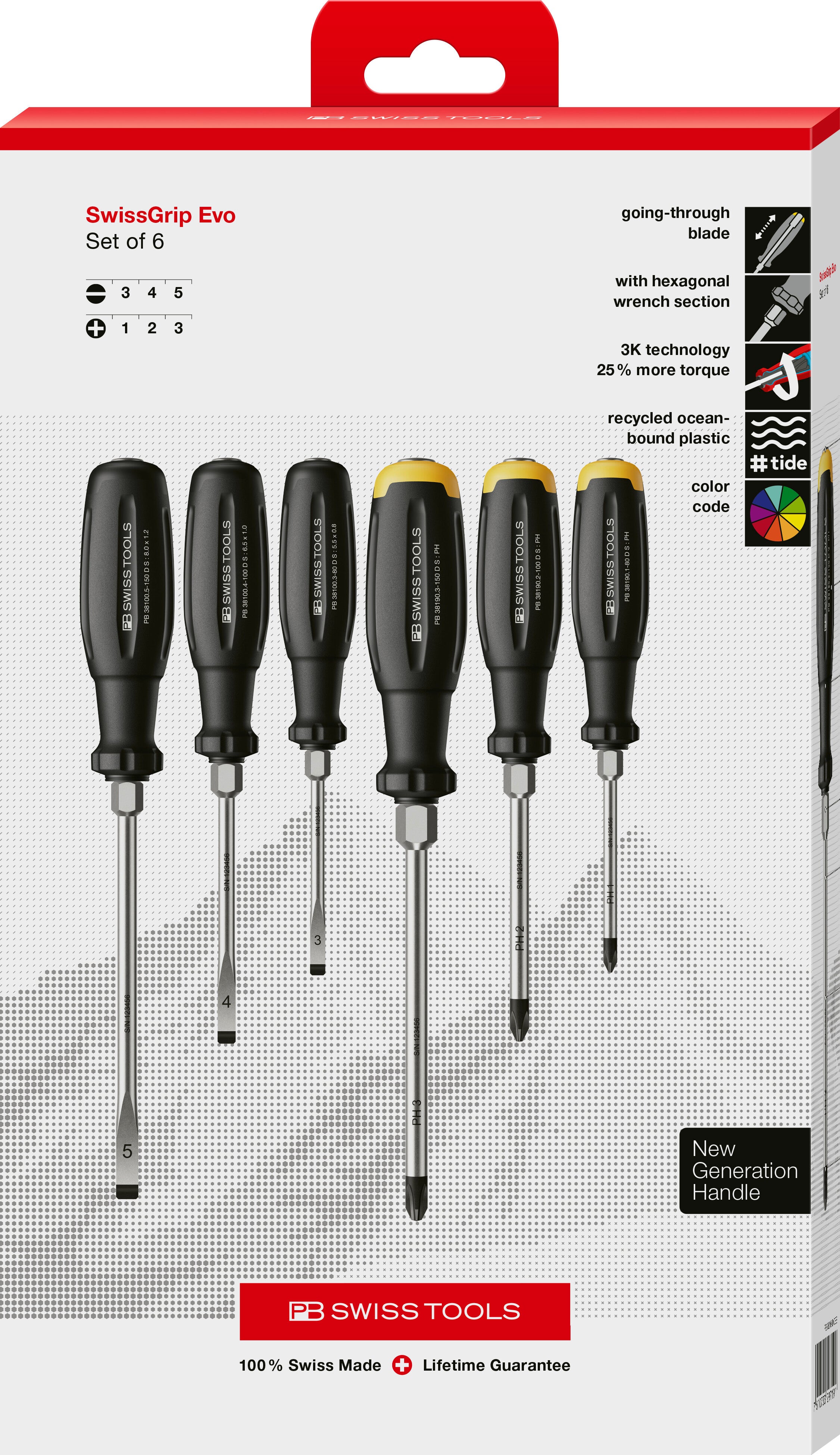 PB Swiss SwissGrip Evo SL & PH Screwdriver Set with Hex Wrench Section ...