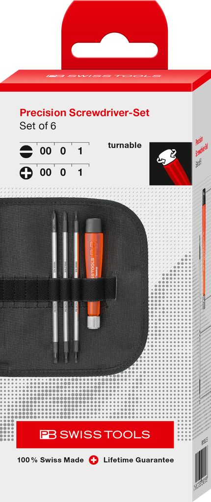 PB Swiss 510 Screwdriver Set with Duplex Blades in Roll-Up Case (in Cardboard Box)