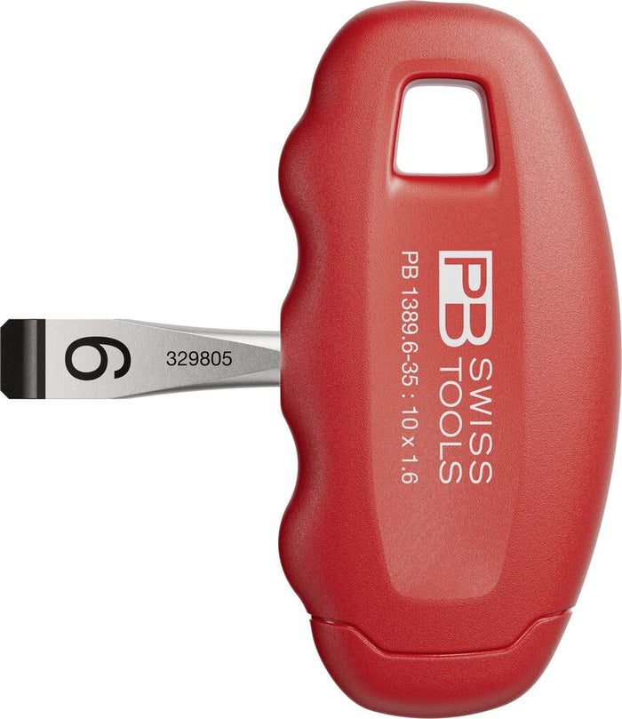 PB Swiss Slotted Cross-Handle Screwdriver 10mm with Finger Grooves