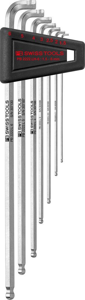 PB Swiss 90°–100° L-wrench with Ball End in Holder 7 Piece (1.5-6mm)