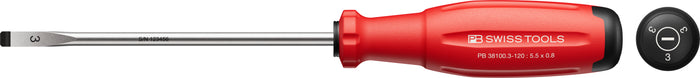 PB Swiss 38100 SwissGrip Evo Slotted Screwdriver 0.8 x 5.5 x 120mm in Skin Pack