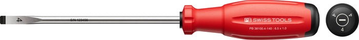 PB Swiss 38100 SwissGrip Evo Slotted Screwdriver 1.0 x 6.5 x 140mm in Skin Pack