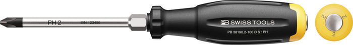 PB Swiss SwissGrip Evo Phillips Screwdriver with Hex Wrench Section & Go Through Blade PH2 x 100mm
