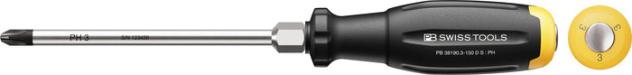 PB Swiss SwissGrip Evo Phillips Screwdriver with Hex Wrench Section & Go Through Blade PH3 x 150mm