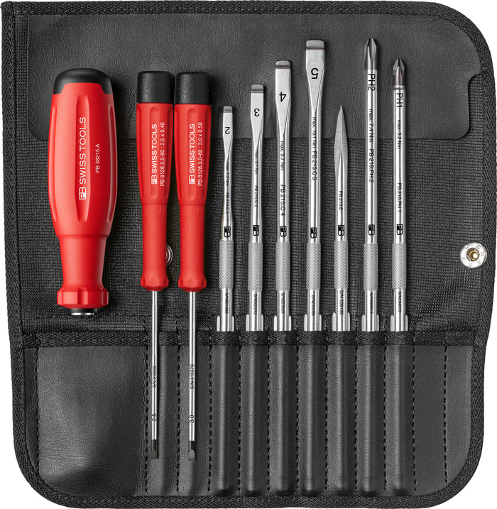 PB Swiss 38215.L 25 SwissGrip Evo SL & PH Interchangeable Blade Set in Roll-Up Case 9 Piece