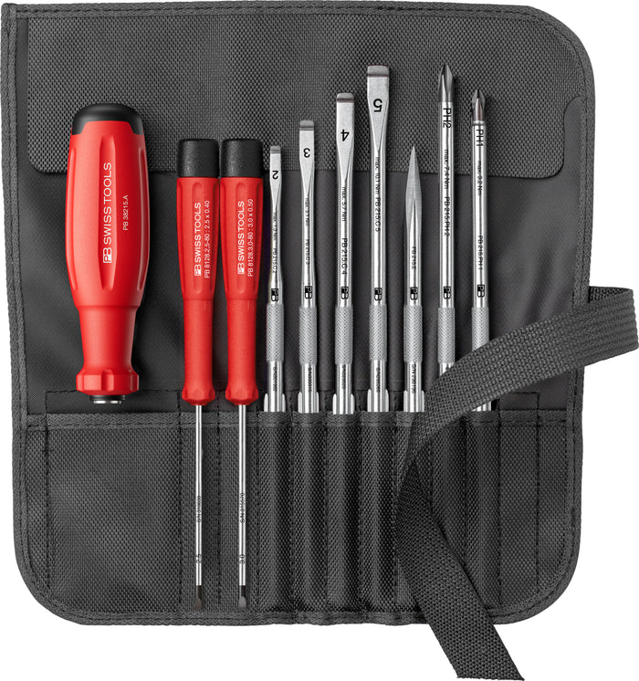 PB Swiss SwissGrip Evo SL & PH Interchangeable Blade Set in Roll-Up Case 9 Piece