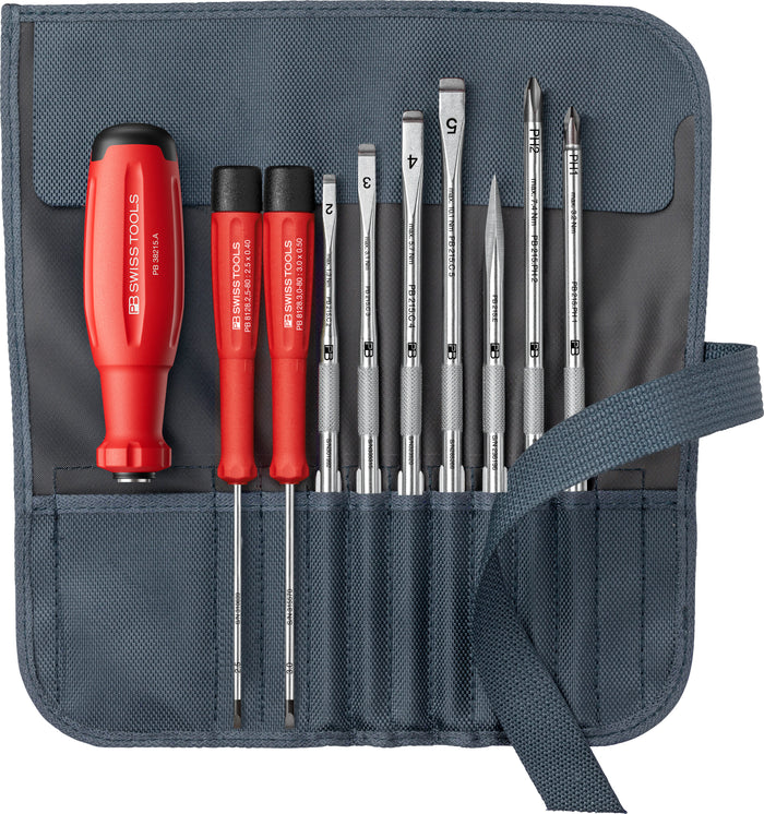PB Swiss SwissGrip Evo SL & PH Interchangeable Blade Set in Roll-Up Case 9 Piece