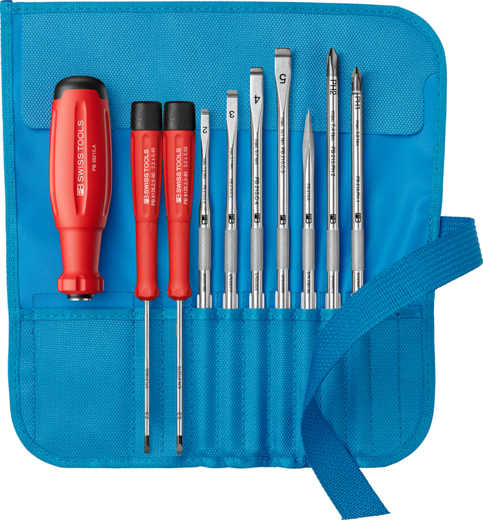 PB Swiss SwissGrip Evo SL & PH Interchangeable Blade Set in Roll-Up Case 9 Piece