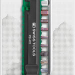 PB Swiss 470 Green BikeTool Pocket Tool with 9 Screwdriving Tools & 2 Tyre Levers in Skin Pack