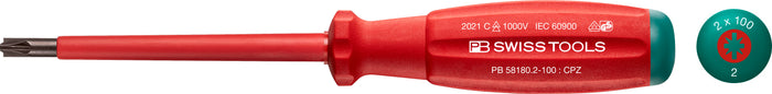 PB Swiss58180.2-100 SwissGrip VDE Screwdriver for PZ/SL Combination Screws
