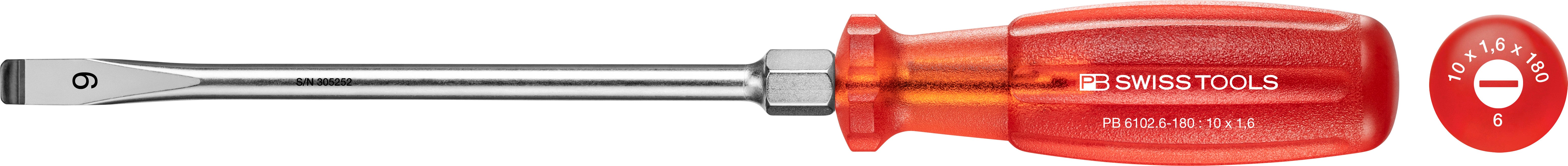 PB Swiss 6102 Multicraft Slotted Screwdriver 1.6 x 10 x 180mm For Sale