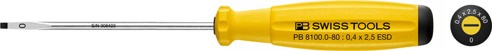 PB Swiss 8100 ESD SwissGrip Slotted Screwdriver 0.4 x 2.5 x 80mm