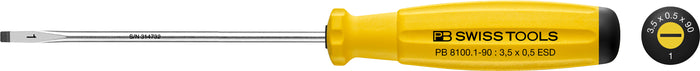 PB Swiss 8100 ESD SwissGrip Slotted Screwdriver 0.5 x 3.5 x 90mm