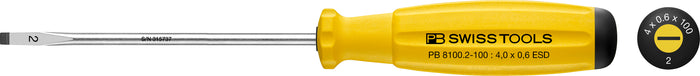 PB Swiss 8100 ESD SwissGrip Slotted Screwdriver 0.6 x 4 x 100mm