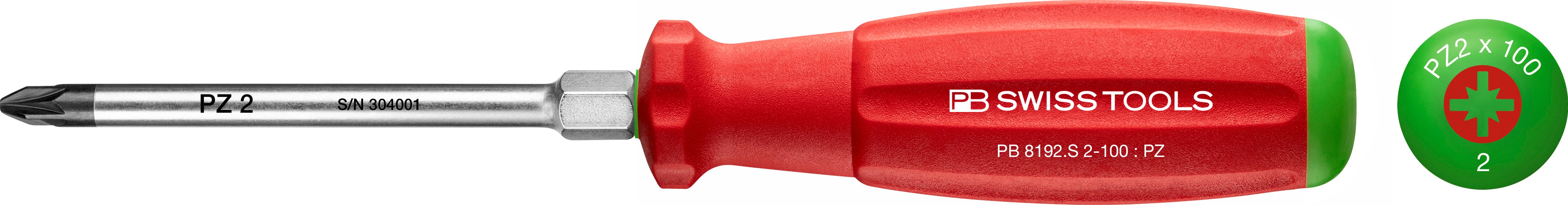 PB Swiss Tools Pozidriv-Schraubendreher - 6mm Klinge, Größe 2, 200mm Gesamtlänge