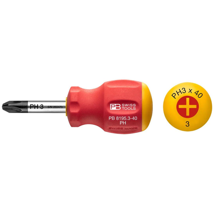 PB Swiss Phillips Stubby Screwdriver PH3 x 40mm