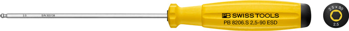 PB Swiss 8206 S ESD SwissGrip Hex Driver with Ball Point 2.5mm
