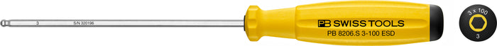 PB Swiss 8206 S ESD SwissGrip Hex Driver with Ball Point 3mm