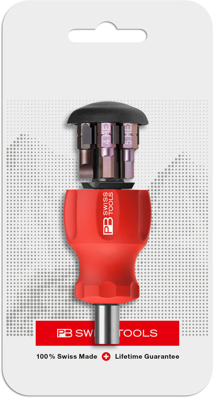 PB Swiss 8453.V01 Insider Stubby Pocket Tool with Integrated Bit Magazine & 6 Precision Bits in Skin Pack