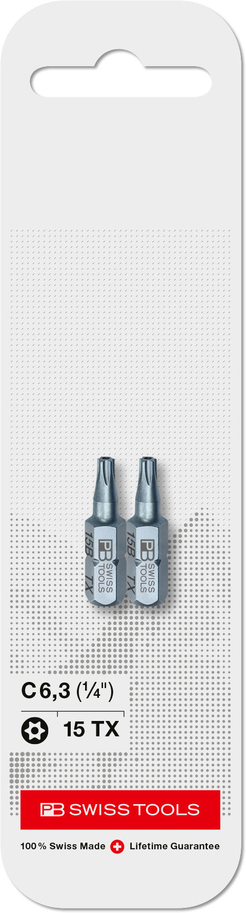 PB Swiss Tamper-Resistant Torx TR15 PrecisionBit Design C 6.3 (1/4