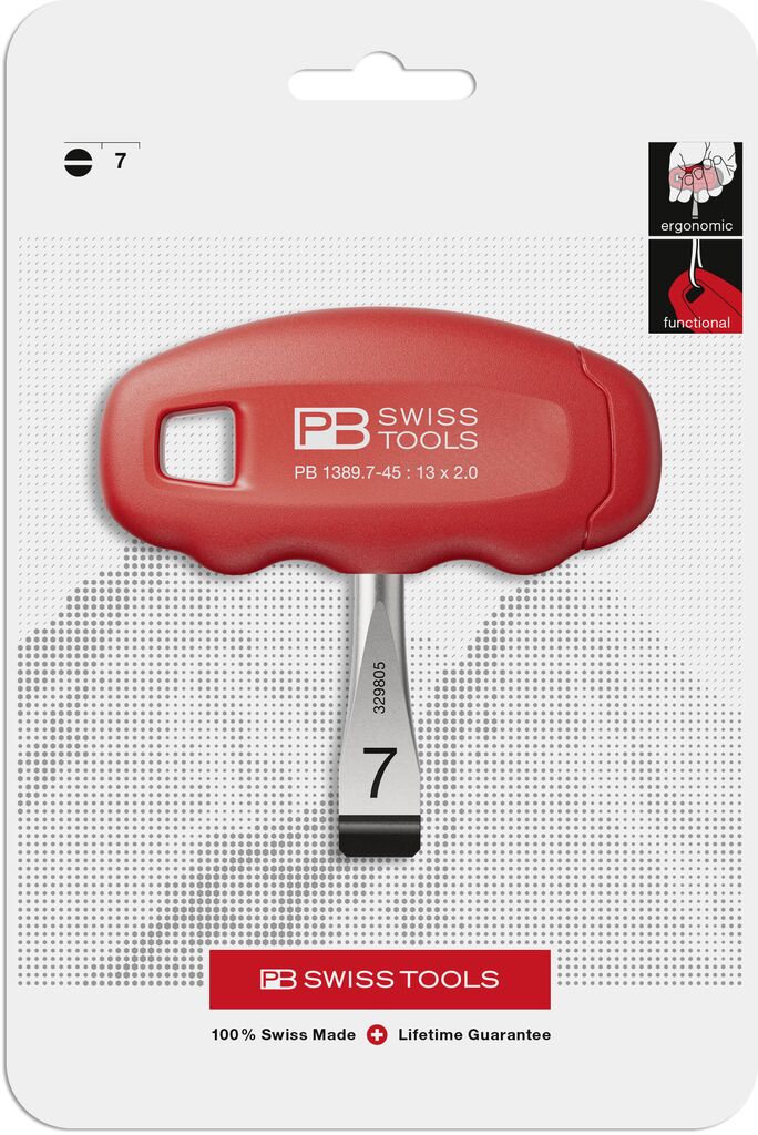 PB Swiss Slotted Cross-Handle Screwdriver 13mm with Finger Grooves in Skin Pack