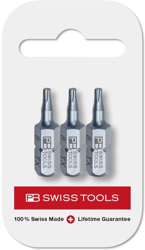 PB Swiss PrecisionBit Shape C 6.3 Torx TX8 3 Piece in Skin Pack