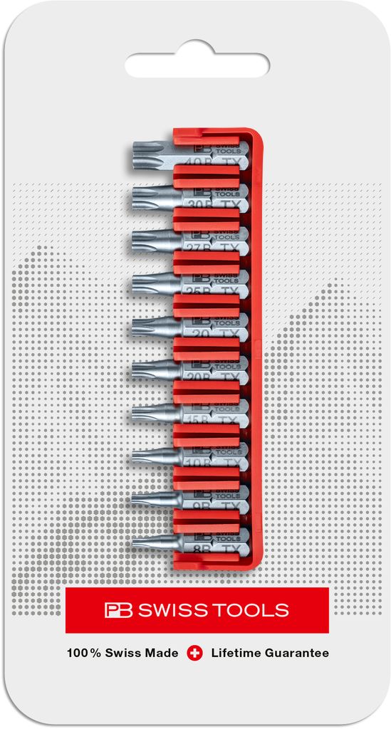 PB Swiss C6 710 CN PrecisionBits C6 Set in BitBlock 10 Pce Torx Security