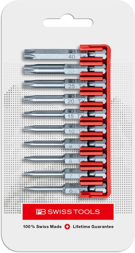 PB Swiss E6 703 CN PrecisionBits E6 Set in BitBlock 10 Pce Torx