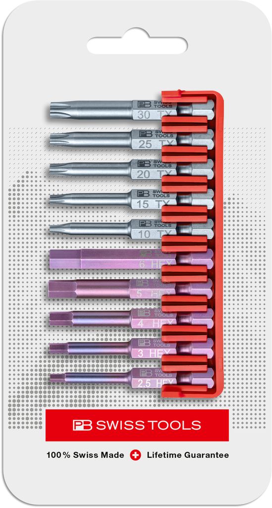 PB Swiss E6 704 CN PrecisionBits E6 Set in BitBlock 10 Pce Hex/Torx