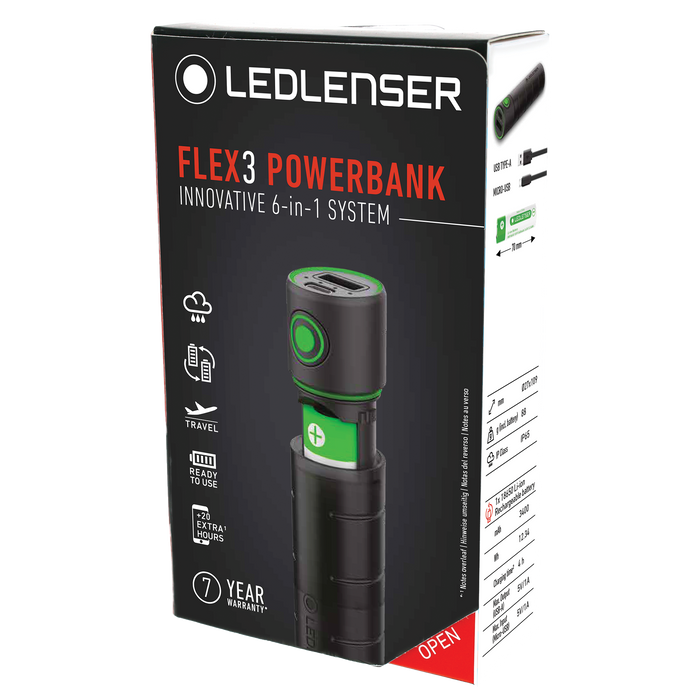 Ledlenser Accessory Powerbank Flex3 3400mAh Includes 1 x 18650 Li-ion 3.6v Rechargeable Battery