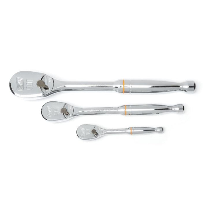 Gearwrench 1/4in 3/8in & 1/2inDr Full Polish Ratchet Set 90 Tooth 3Pc 81206T