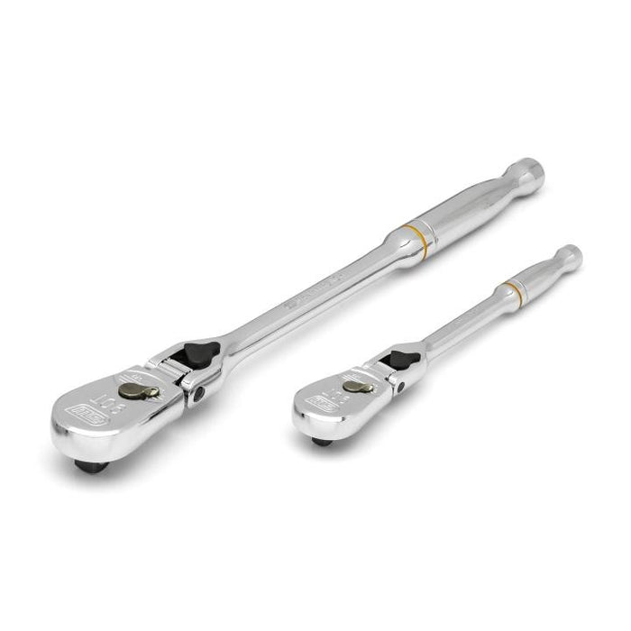 Gearwrench 2 Piece 1/4” & 3/8” Drive 90-Tooth Dual Material Locking Flex Head Teardrop Ratchet Set 81274T
