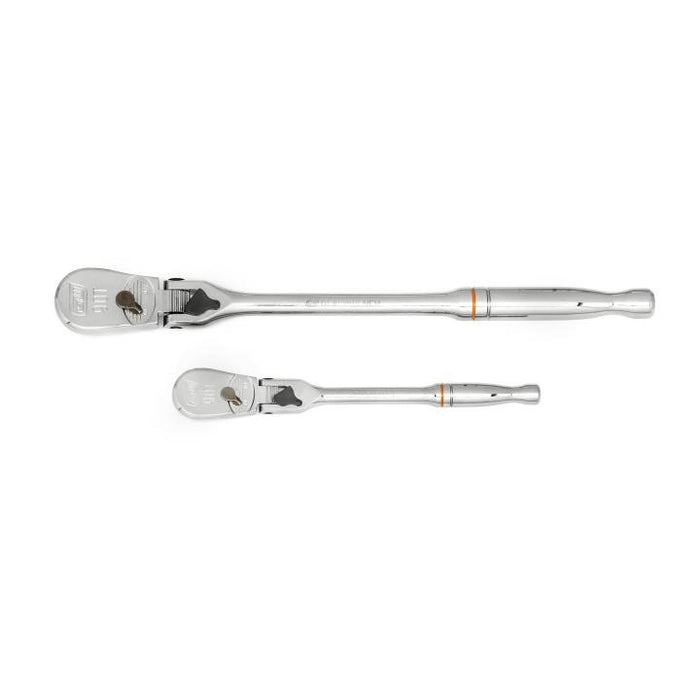 Gearwrench 2 Piece 1/4” & 3/8” Drive 90-Tooth Dual Material Locking Flex Head Teardrop Ratchet Set 81274T