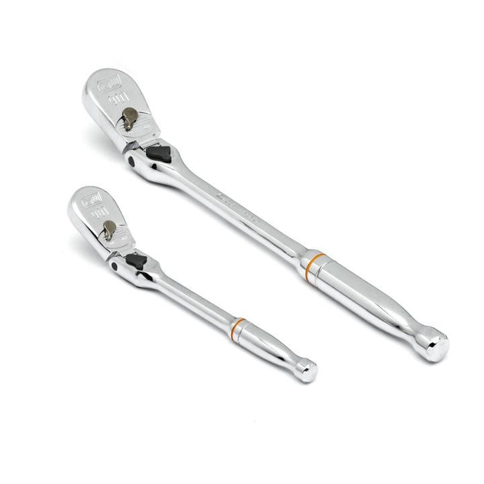 Gearwrench 2 Piece 1/4” & 3/8” Drive 90-Tooth Dual Material Locking Flex Head Teardrop Ratchet Set 81274T