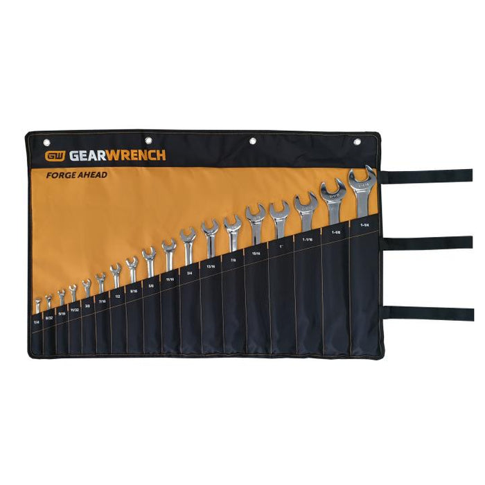 Gearwrench 18 Piece 12 Point Long Pattern SAE Combination Spanner Set Roll 81917R