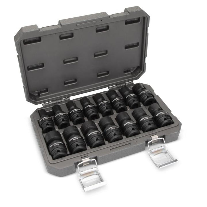 Gearwrench 15 Piece 1/2” Drive 6 Point Standard Universal Impact Metric Socket Set