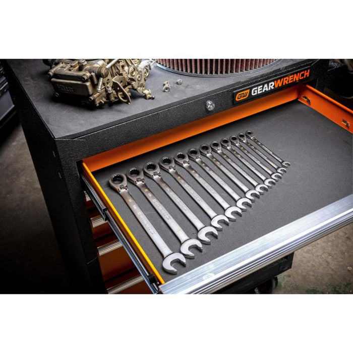 Gearwrench 12 Piece 90-Tooth 12 Point Metric Reversible Ratcheting Spanner Set 86627